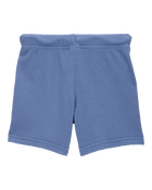 Baby 2-Piece Waffle Knit Hooded Pullover & Drawsting Shorts Set - Blue, image 5 of 7 slides