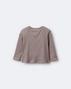 Toddler Long-Sleeve Relaxed Henley Tee - Brown, image 2 of 7 slides