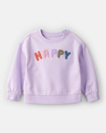 Toddler Girl 2-Piece Happy Pullover Sweatshirt & Cargo Joggers Set - Purple, 