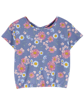 Kid Floral Print Twist Back Top, 