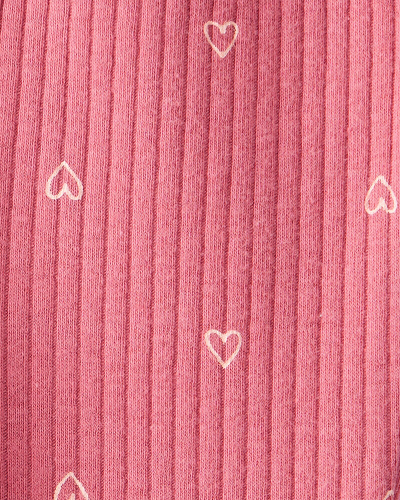 Baby Girl Heart Print Cotton Pull-On Pants - Pink, image 3 of 4 slides