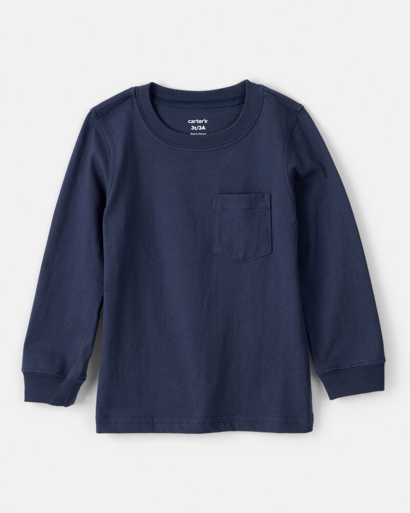 Baby Boy Long-Sleeve Pocket Tee - Navy, image 1 of 3 slides