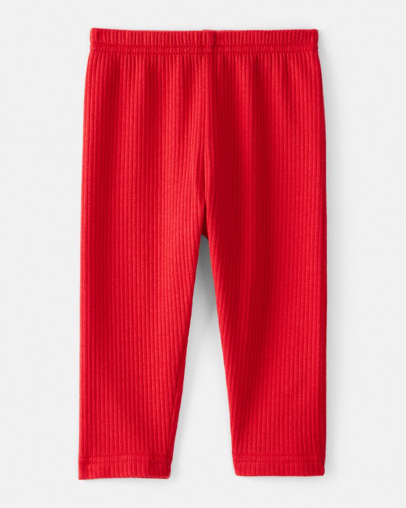 Baby Girl Pull-On Stretch Rib Leggings - Red, image 2 of 4 slides