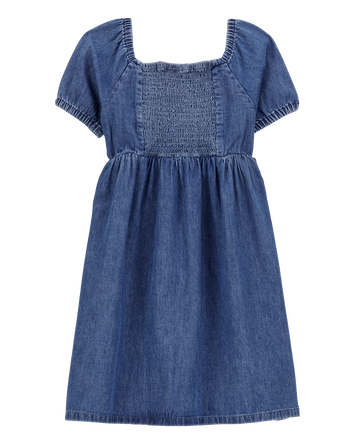 Kid Smocked Iconic Denim Dress - Blue, 