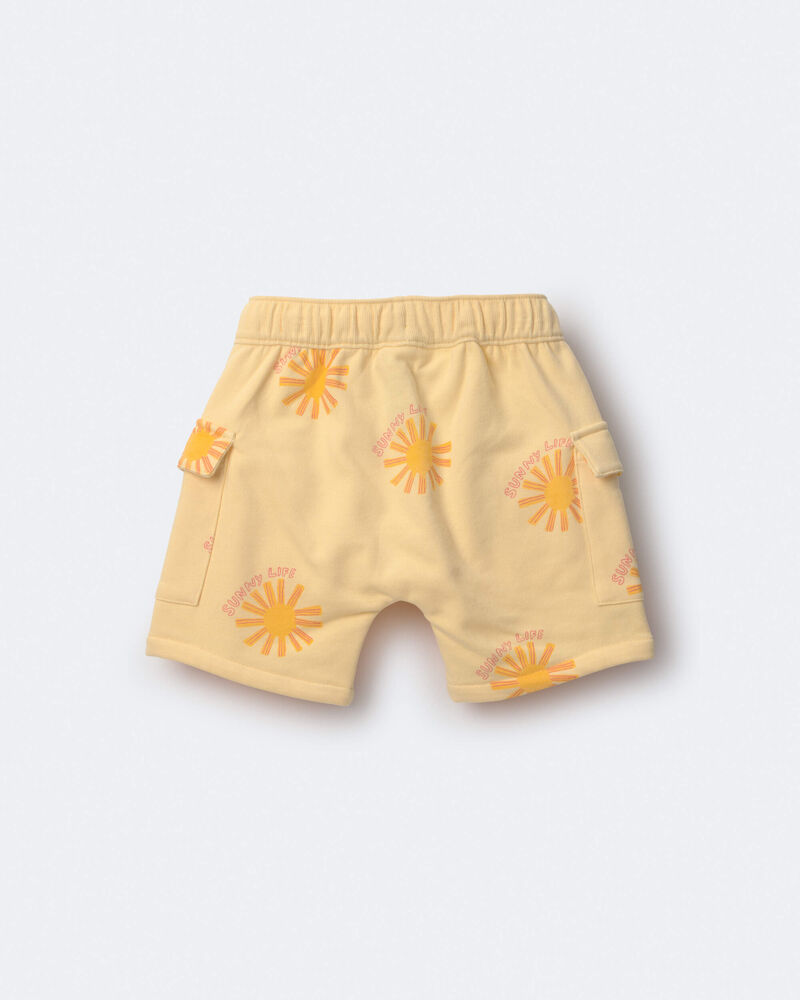 Toddler Boy French Terry Cargo Shorts in Sunny Life Print - Yellow, image 5 of 6 slides