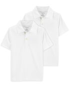 Kid 2-Pack Active Uniform Polos in Moisture Wicking BeCool&trade; Fabric - White, image 1 of 3 slides