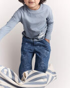 Toddler 'Tiny Shadow' Long-Sleeve Pocket Graphic Tee - Blue, image 5 of 7 slides