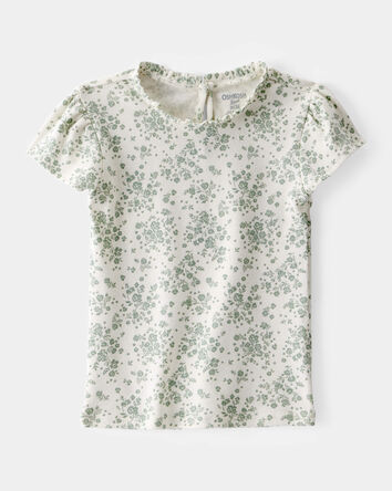 Toddler Floral Short-Sleeve Fashion Top - Green/White, 