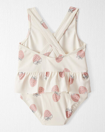 Baby Girl Recycled Strawberry-Print Swimsuit, 