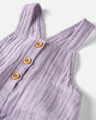 Baby Organic Cotton Gauze Overalls in Lilac, image 3 of 6 slides