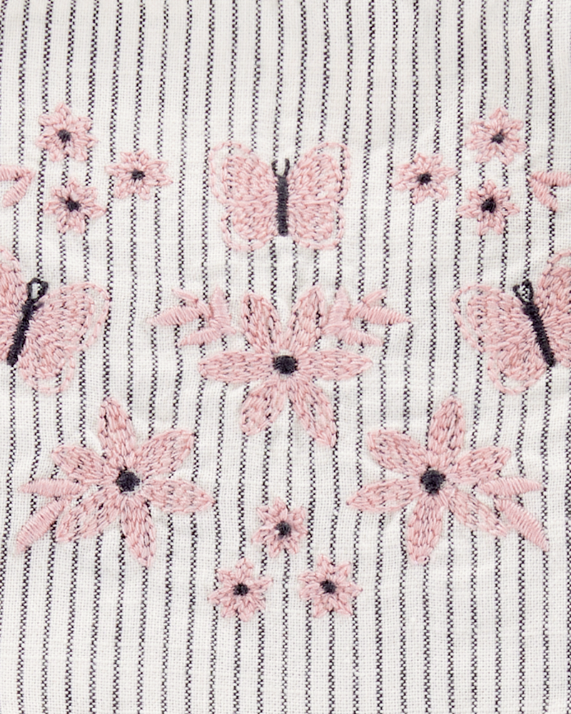 Toddler Girl Striped Flutter-Sleeve Dress - Black, image 3 of 4 slides