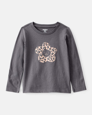 Toddler Girl Flower Long-Sleeve Graphic Tee - Grey, 