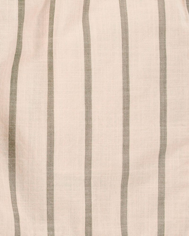 Toddler 2-Piece Striped Button-Down Shirt & Drawstring Shorts Set - Khaki, image 4 of 10 slides