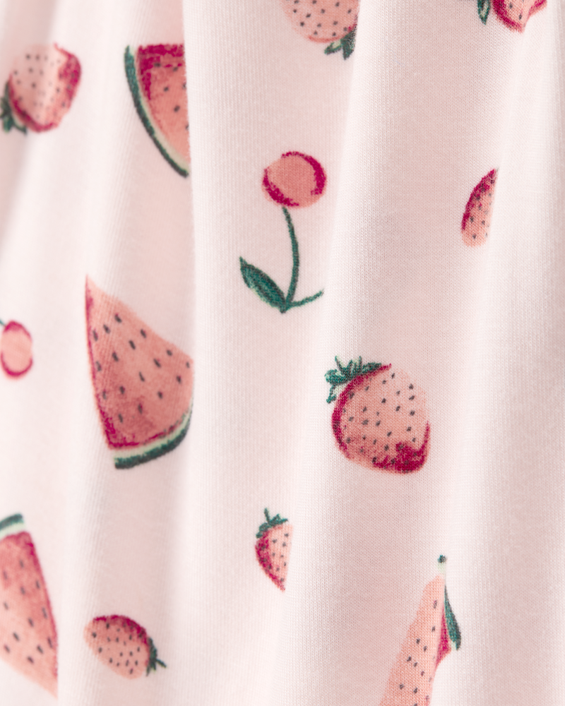 Baby Fruit Print Zip-Up PurelySoft Footless 1-Piece Pajamas - Pink, image 2 of 5 slides