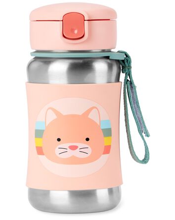 ZOO Stainless Steel Kid Straw Bottle - Cat, 