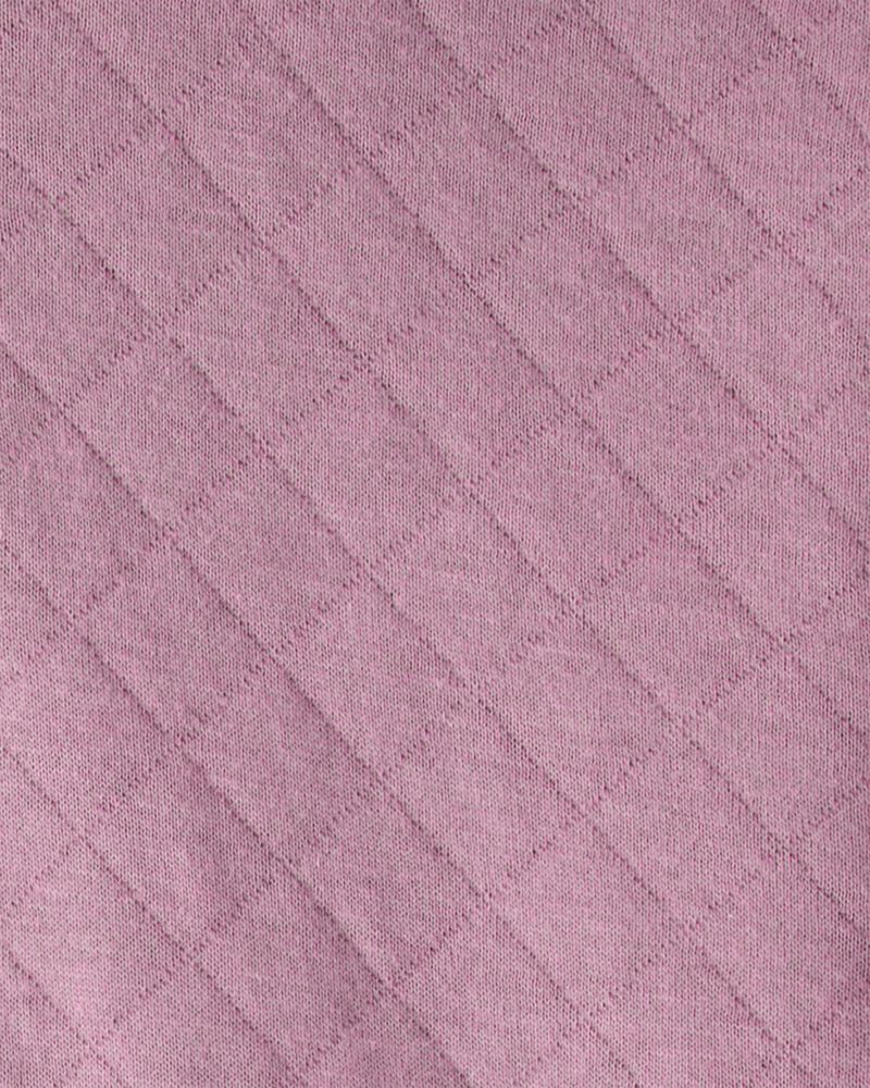 Baby Girl Quilted Quarter-Zip & Floral Legging Set - Purple, image 2 of 4 slides