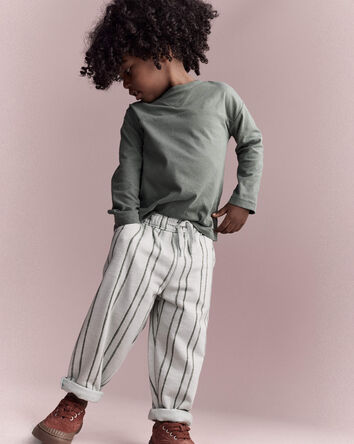 Toddler Striped French Terry Pocket Pants - Light Blue/Olive, 
