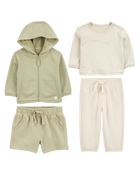 Baby 4-Piece French Terry Mix-and-Match Outfit Set - Green/Cream
, image 1 of 11 slides