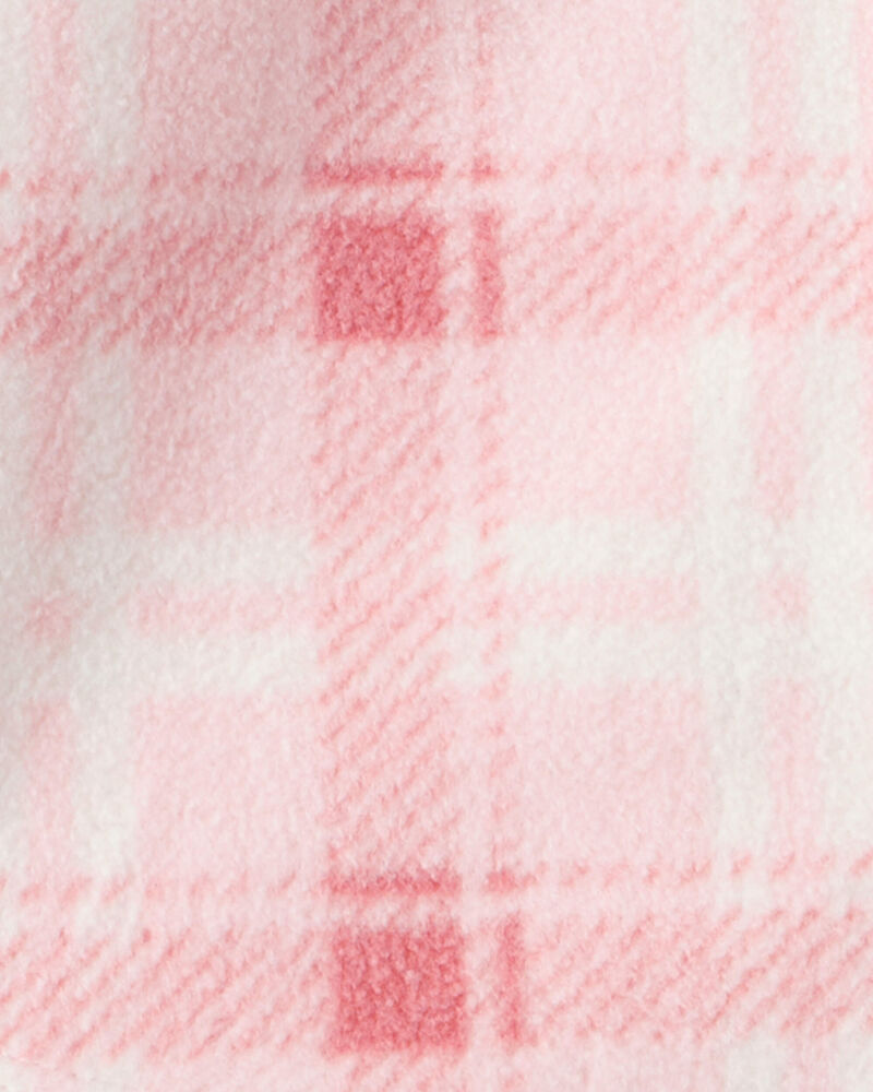 Baby Girl 3-Piece Plaid Print Fleece Jacket, Bodysuit & Pant Set - Pink, image 2 of 5 slides