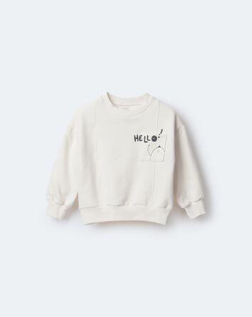 Toddler Hello!' Pullover Sweatshirt - Cream, 