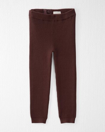 Toddler Organic Cotton Sweater Knit Rib Leggings in Deep Burgundy, 