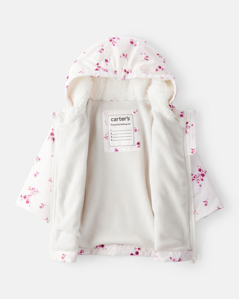 Baby Girl Floral Long-Sleeve Midweight Anorak Jacket - White, image 2 of 3 slides