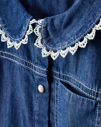 Baby Girl Western Denim Long-Sleeve Top - Blue, 