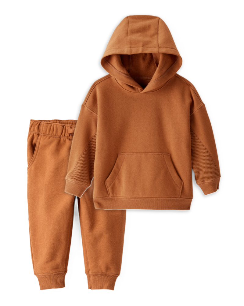 Baby Boy 2-Piece DayDream Fleece Long-Sleeve Hoodie & Joggers Set - Brown, image 1 of 6 slides