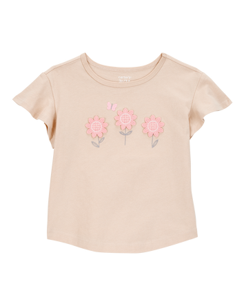 Baby Floral Short-Sleeve Top - Tan, 