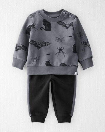 Baby 2-Piece Fleece Set Made with Organic Cotton in Spooky Night Print, 