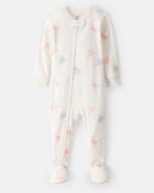 Toddler Girl Dinosaur 100% Cotton Long-Sleeve 1-Piece Pajamas - White, image 1 of 3 slides