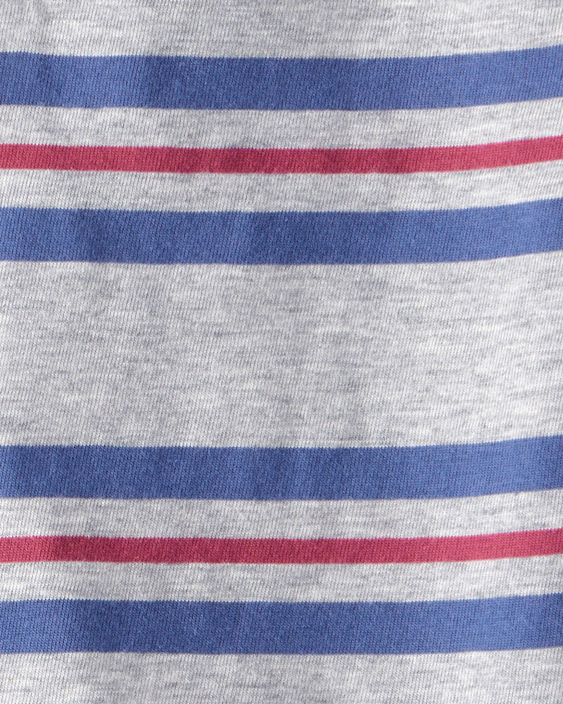 Baby Boy Striped Short-Sleeve Henley Tee - Grey, image 2 of 3 slides