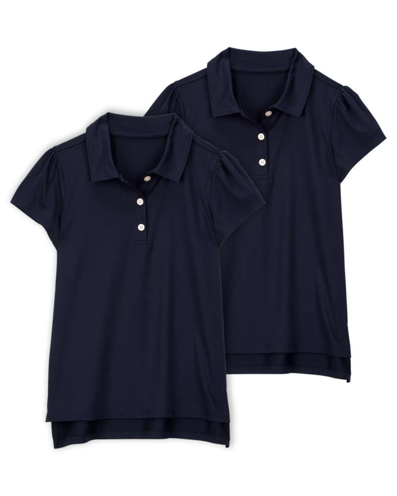 Kid 2-Pack Active Uniform Polo Shirts in Moisture Wicking BeCool&trade; Fabric - Navy, image 1 of 3 slides