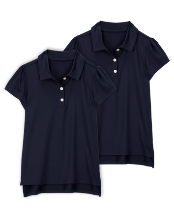 Kid 2-Pack Active Uniform Polo Shirts in Moisture Wicking BeCool&trade; Fabric - Navy, 