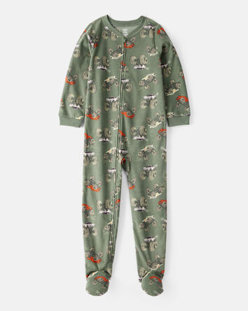 Boys 1-Piece Monster Truck Fleece Footie Pajamas - Green, 