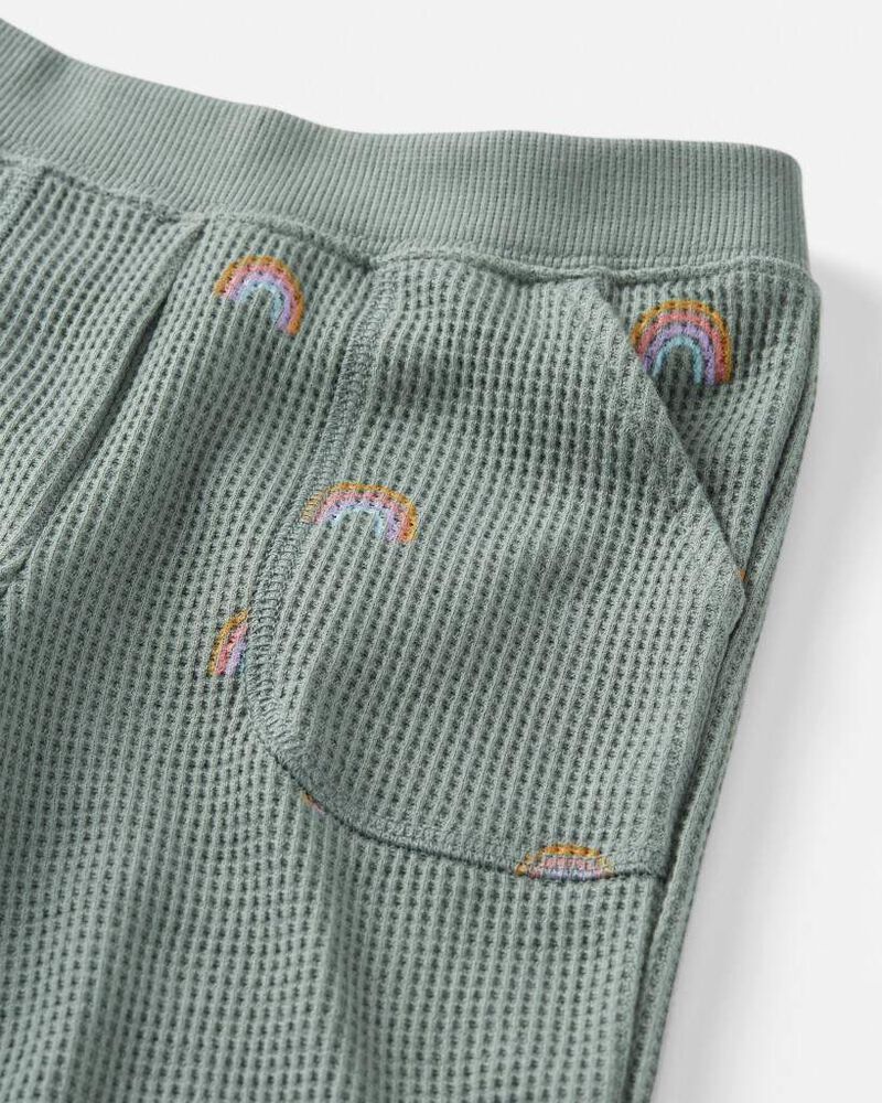 Toddler Organic Cotton Waffle Knit Set in Magical Rainbow Print, image 4 of 5 slides