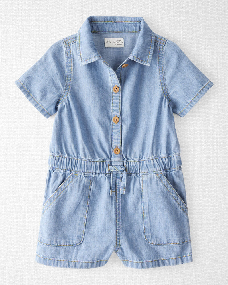 Toddler Organic Cotton Chambray Romper, image 1 of 4 slides