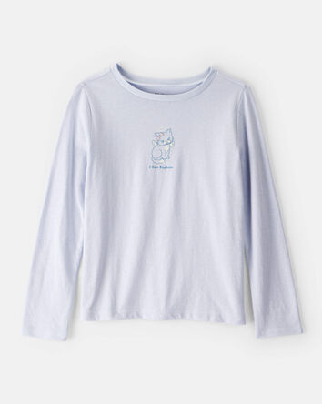 Girls Cat Long-Sleeve Graphic Tee - Blue, 