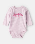 Baby Girl Little Bean Long-Sleeve Graphic Bodysuit - Pink, image 1 of 3 slides
