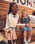 Girls 3-Piece Button-Front Shirt, Sweater Vest & Plaid Skort Set - Multi, image 9 of 9 slides