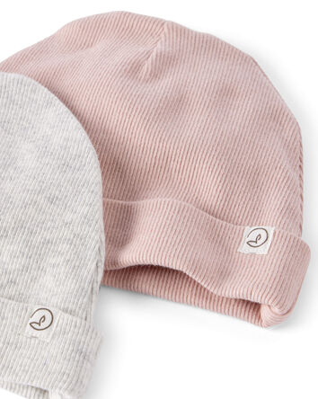 Baby 2-Pack Organic Cotton Rib Caps, 