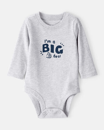 Baby Boy Long-Sleeve Graphic Bodysuit - Grey, 