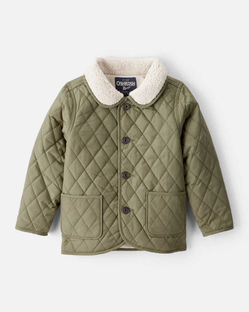 Toddler Boy Quilted Long-Sleeve Fashion Jacket - Olive, image 1 of 4 slides