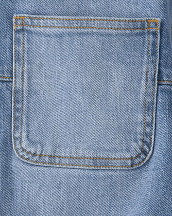 Girls Zip-Up Long-Sleeve Denim Jacket - Light Wash, 