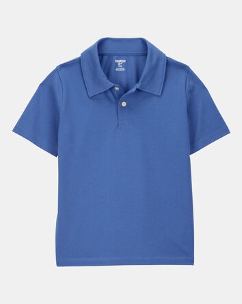 Boys Pique Uniform Polo Shirt - Blue, 