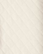 Baby Girl Quilted Quarter-Zip & Floral Legging Set - Cream, image 2 of 4 slides