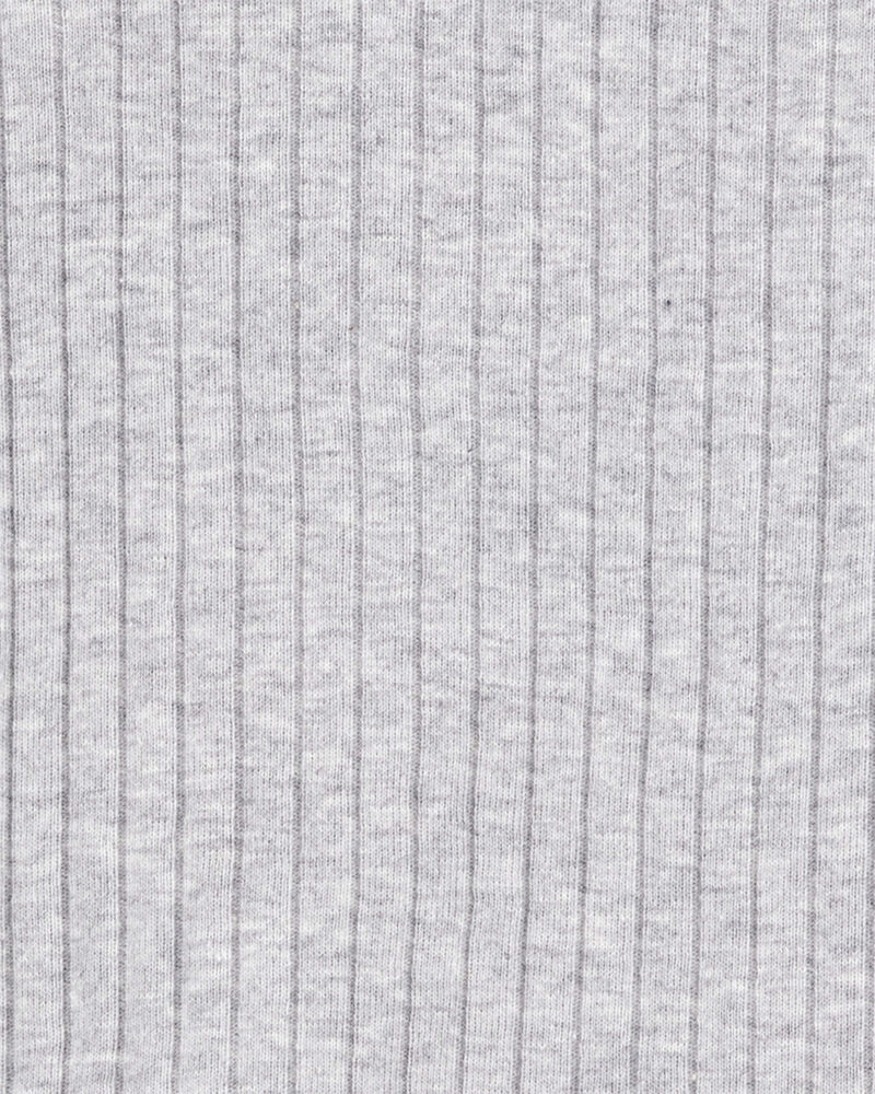 Toddler Solid Ribbed Cotton Blend 2-Piece Pajamas - Grey, image 2 of 3 slides