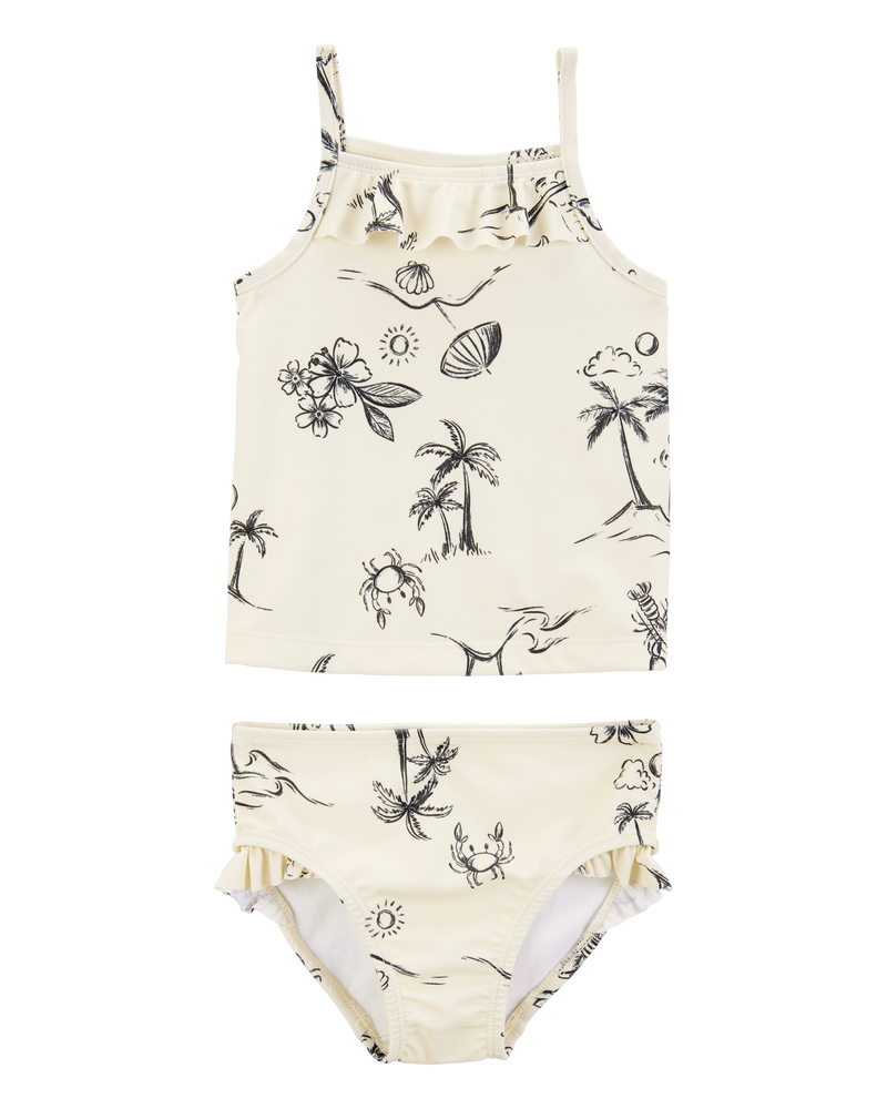 Toddler 2-Piece Beach Print Tankini Set, image 1 of 4 slides