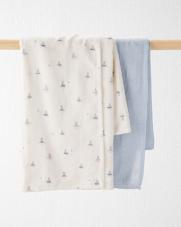 Baby 2-Pack Organic Cotton Muslin Swaddle Blankets, 