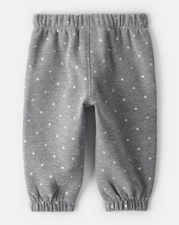 Baby Girl DayDream Fleece Polka Dot Pants - Grey, 